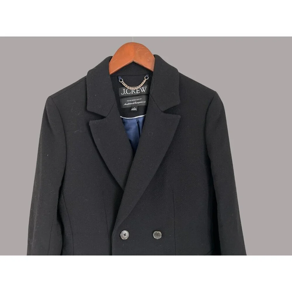 J. CREW Black Coat JACKET Italian Double Cloth Outdoor Wool Size 6 - Picture 3 of 11